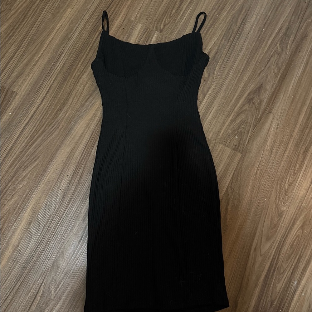 Iris Black Ribbed Dress